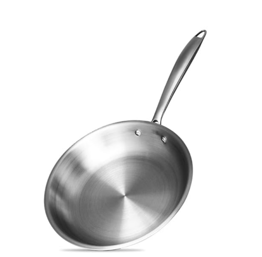 Bergner Argent Junior Chef Triply Stainless Steel 18 cm Fryapn, 0.8 Litre Frying Pan, Sturdy and Durable, Mirror Finish, Easy To Clean, Induction Base and Gas Ready, Silver, 5-Year Warranty